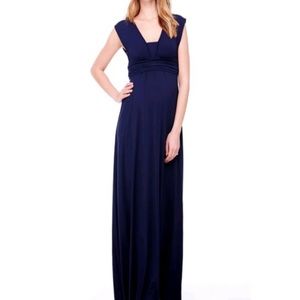 Host Pick! Ingrid & Isabel Maternity Empire Waist Navy Maxi Dress Sz XS